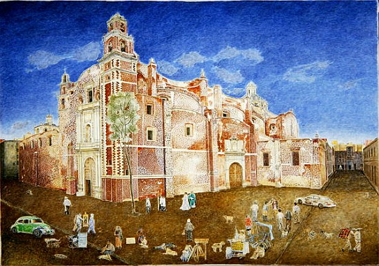 Women Fighting outside the Church of Santa Catarina, 2001 (oil on canvas)  from  James  Reeve
