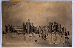 Perspective drawing of the artist's proposed new Houses of Parliament