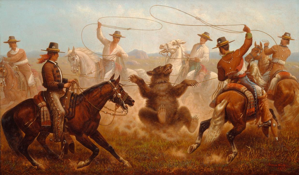 Cowboys Roping a Bear (Cowboys fangen einen Bären mit Lassos) from James Walker