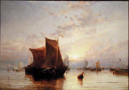 Dutch Boats Becalmed at Sunrise from James Webb
