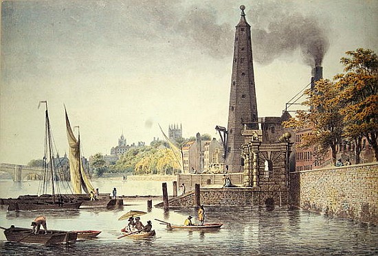 York Buildings, looking towards Westminster, with a View of the Water Tower from James Peller Malcolm