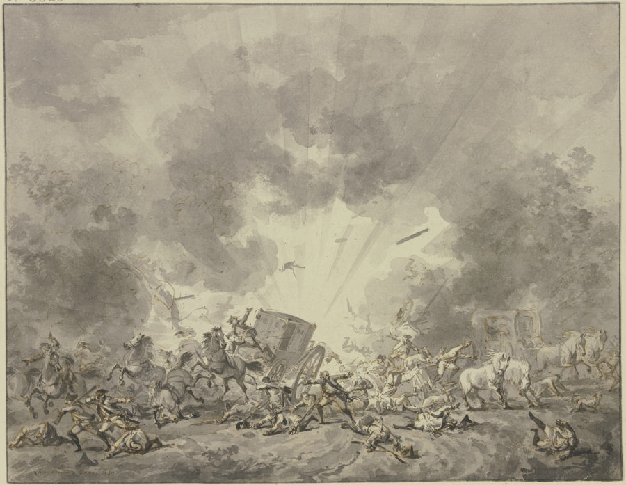 Pulverexplosion inmitten einer Truppenabteilung from Jan Anthonie Langendijk