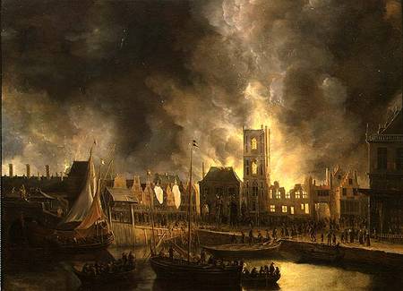 The Great Fire in the Old Town Hall Amsterdam 1652 from Jan Beerstraten