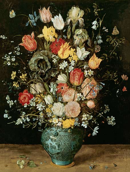Bouquet of flowers in a blue vase from Jan Brueghel d. Ä.