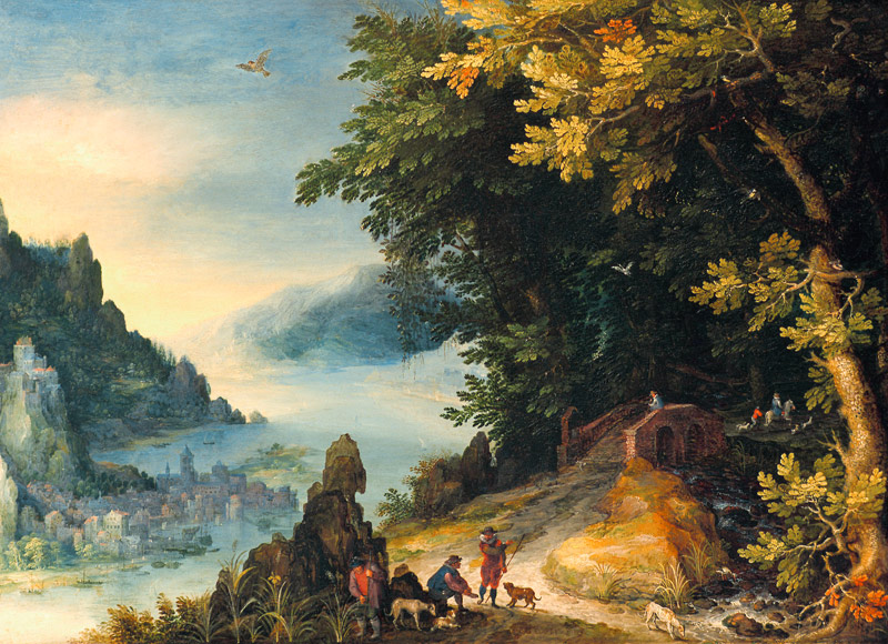 Stretch riverside with locking hikers from Jan Brueghel d. Ä.