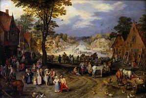 Busy village square. from Jan Brueghel d. Ä.