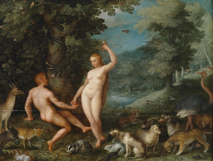 Paradise Landscape with Eve Tempting Adam from Jan Brueghel d. J.
