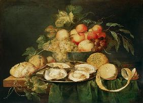Quiet life with fruits and oysters