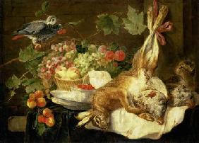 Still Life with Hare, Fruit and Parrot
