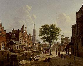 Dutch town scene at the channel from Jan Hendrik Verheyen