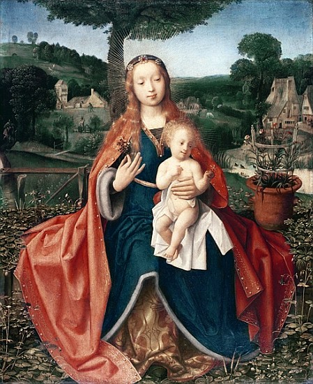 The Virgin and Child in a Landscape (oil on oak) from Jan Provoost
