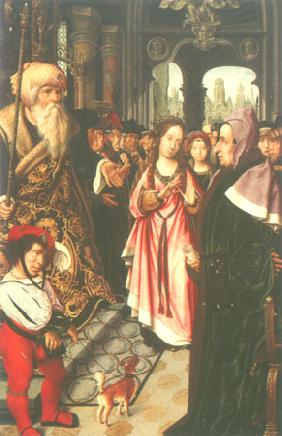 The disputation of St. Katharina (left wing of a triptych)