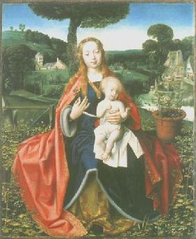 Madonna with child in a landscape