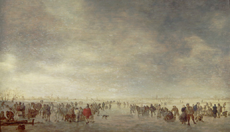 Eisfläche mit vielen Schlittschuhläufern from Jan van Goyen