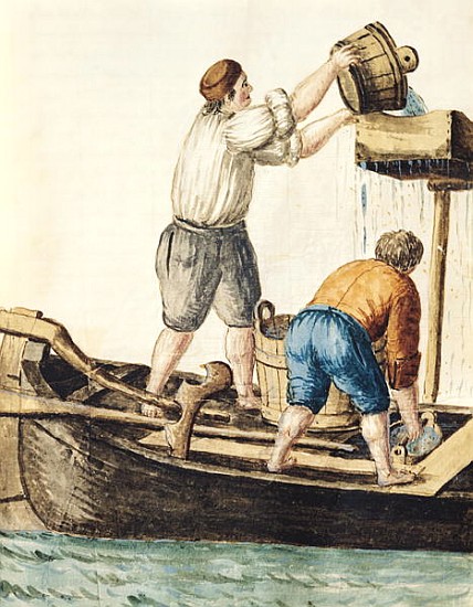 Boatmen Pouring Fresh Water into the Pipelines from Jan van Grevenbroeck
