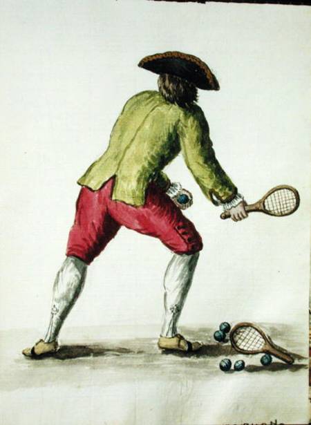 A Man Playing with a Racquet and Balls (pen & ink and w/c on paper) from Jan van Grevenbroeck