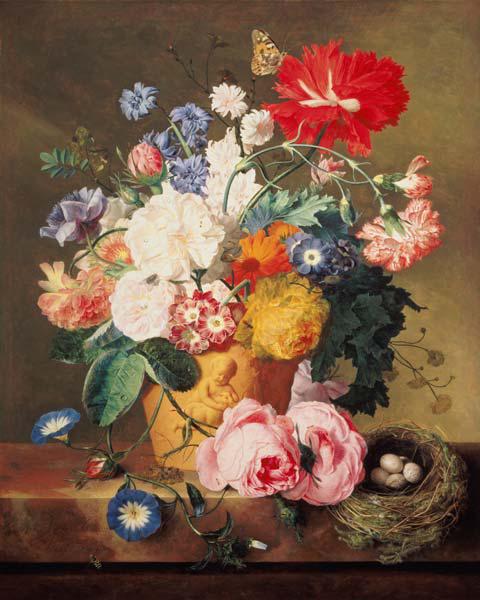 Flowers in a Terracotta Vase