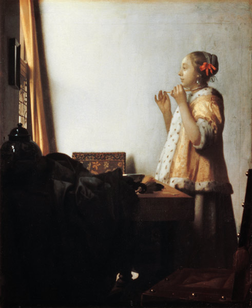 Woman with a Pearl Necklace from Johannes Vermeer