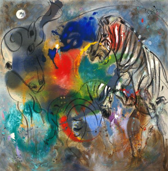 Zebra Mares, 1988 (oil on canvas) 