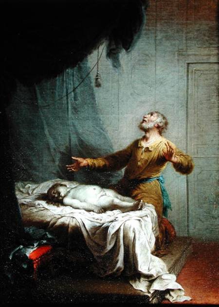 Elijah, on his Knees, Invoking the Lord to Resurrect the Son of the Shunamite Widow from Januarius Zick