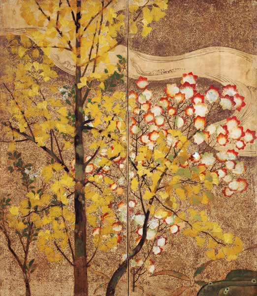 Autumn Tree (painted silk) from Japanese School