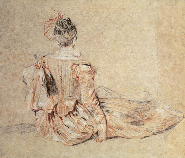 Study of a woman seen from the back, 1716-18 from Jean Antoine Watteau