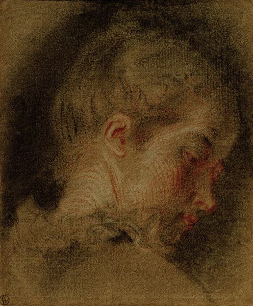 A.Watteau, Kopf einer jungen Frau from Jean-Antoine Watteau