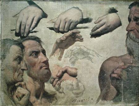 Study of Heads and Hands for the Apotheosis of Homer from Jean Auguste Dominique Ingres