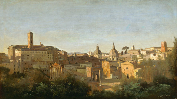 The Forum seen from the Farnese Gardens, Rome from Jean-Baptiste-Camille Corot