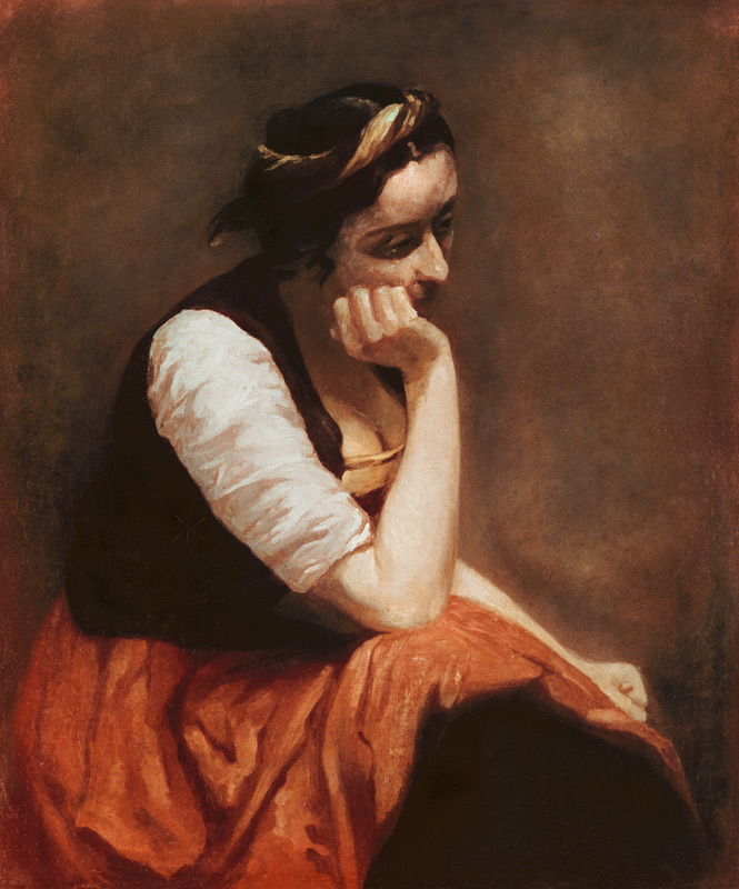 Musing Girl from Jean-Baptiste-Camille Corot