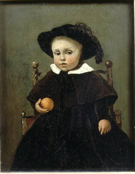 The Painter Adolphe Desbrochers (1841-1902) as a Child, Holding an Orange from Jean-Baptiste-Camille Corot