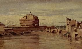 Rome, Tiber and angel castle from Jean-Baptiste-Camille Corot