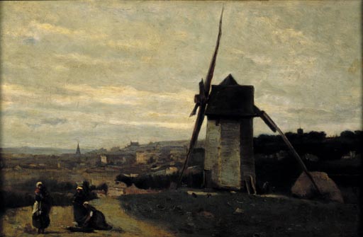 Un moulin a vent. Etretat (Eine Windmuehle. Etretat) from Jean-Baptiste-Camille Corot