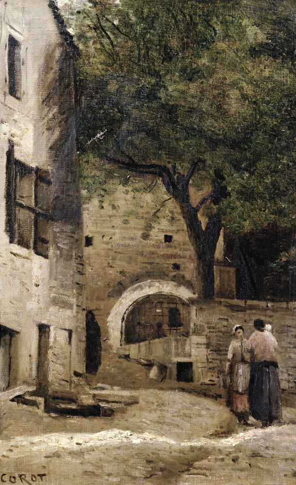 A village scene (oil on canvas) from Jean-Baptiste-Camille Corot