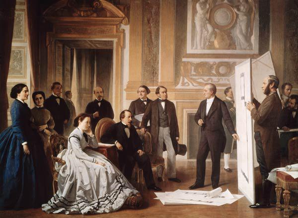 Louis Visconti (1791-) Presenting the New Plans for the Louvre to Napoleon III (1808-73)