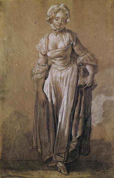 Standing Young Girl, study for ''The Village Agreement'' (charcoal & white chalk on paper)