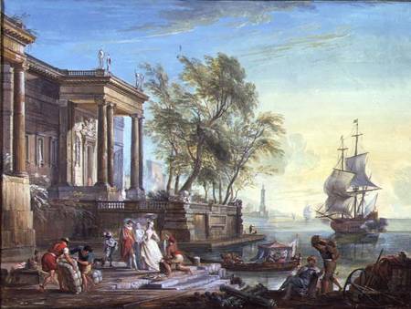 Port Scene with Setting Sun from Jean-Baptiste Lallemand