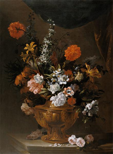 Flowers in a Sculptured Vase
