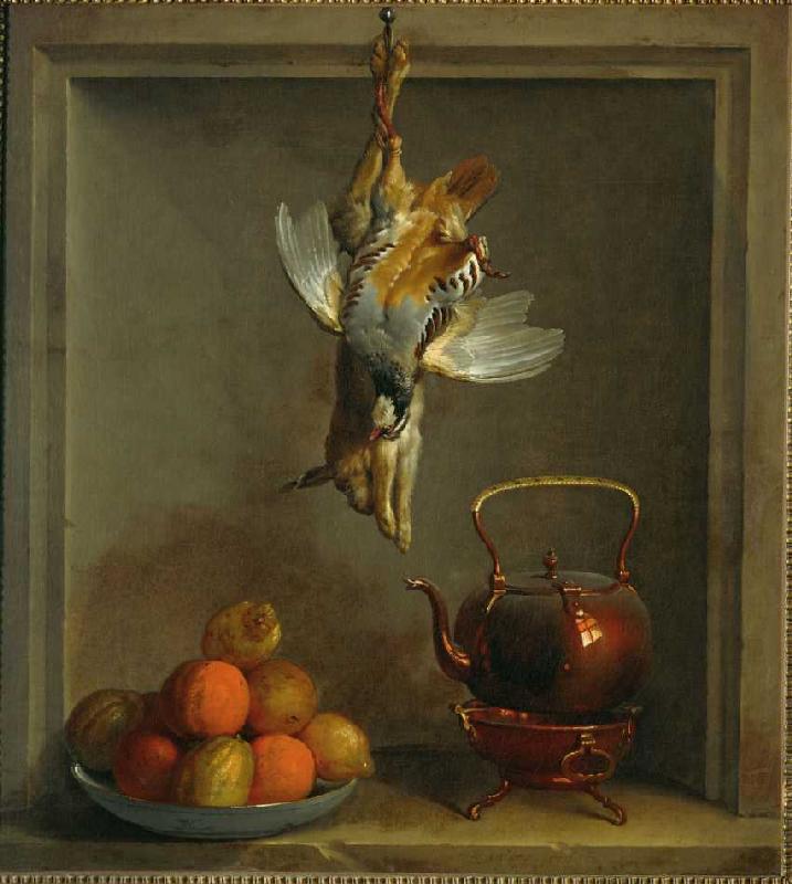 Rebhuhn, Hase, Zitronen, Orangen und Teekessel. from Jean Baptiste Oudry