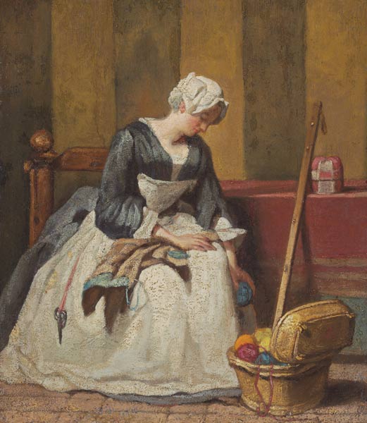 the stitching woman from Jean-Baptiste Siméon Chardin