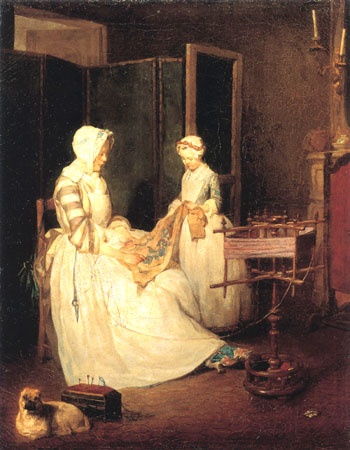 The eager mother from Jean-Baptiste Siméon Chardin