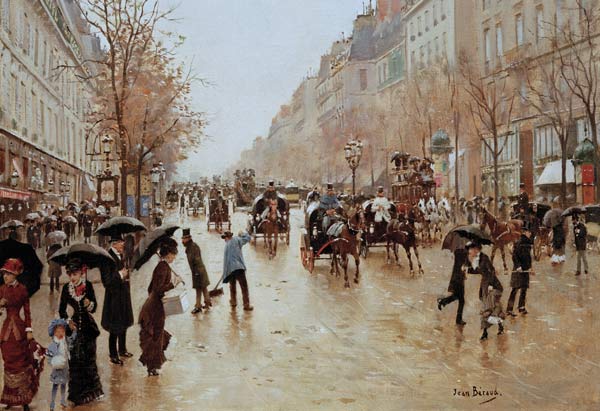 Boulevard Poissonniere in the Rain, c.1885 from Jean Beraud