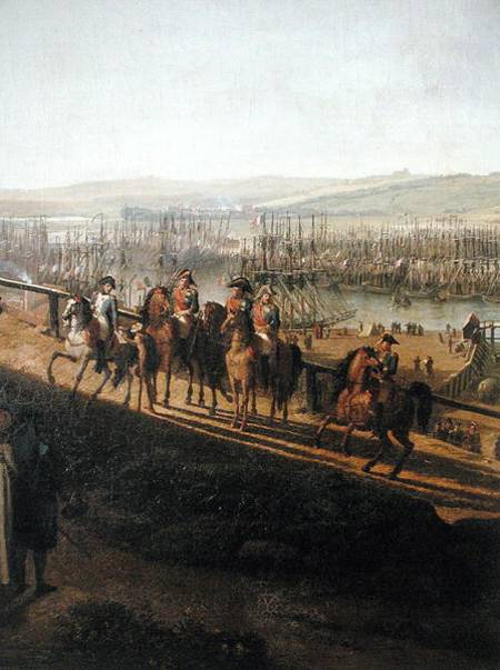 Napoleon Bonaparte (1769-1821) Visiting the Camp at Boulogne in July 1804, detail of Napoleon and th from Jean-Francois Hue