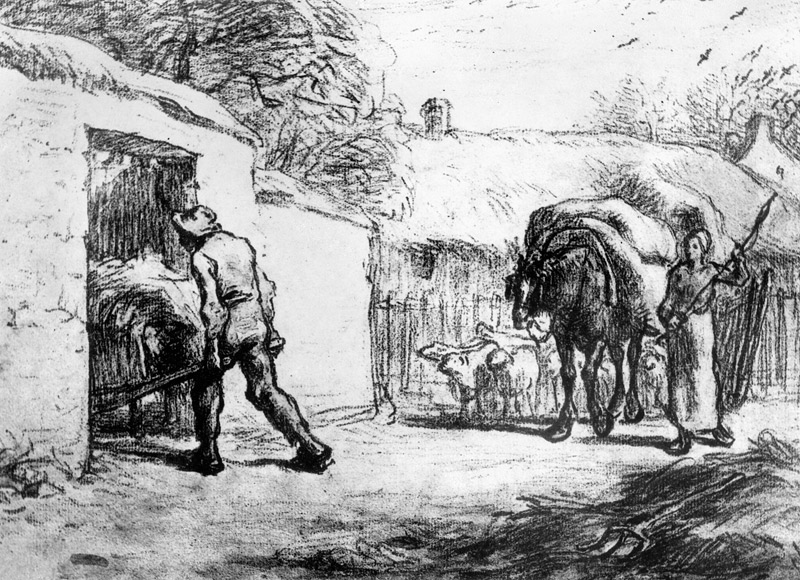 Bauern bei der Arbeit in der Dorfstrasse from Jean-François Millet