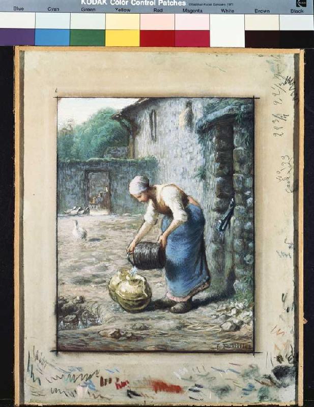Woman with water jugs from Jean-François Millet