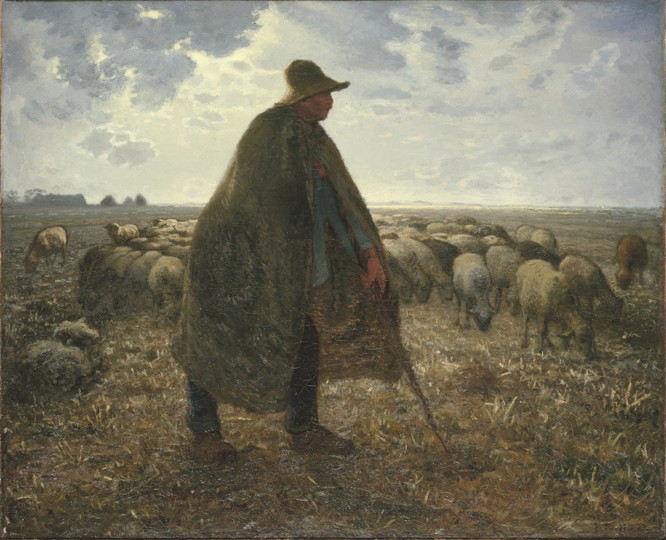 Shepherd Tending His Flock from Jean-François Millet