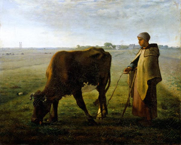 Woman Grazing her Cow from Jean-François Millet