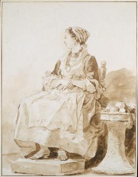 Neapolitan Woman, sitting outside