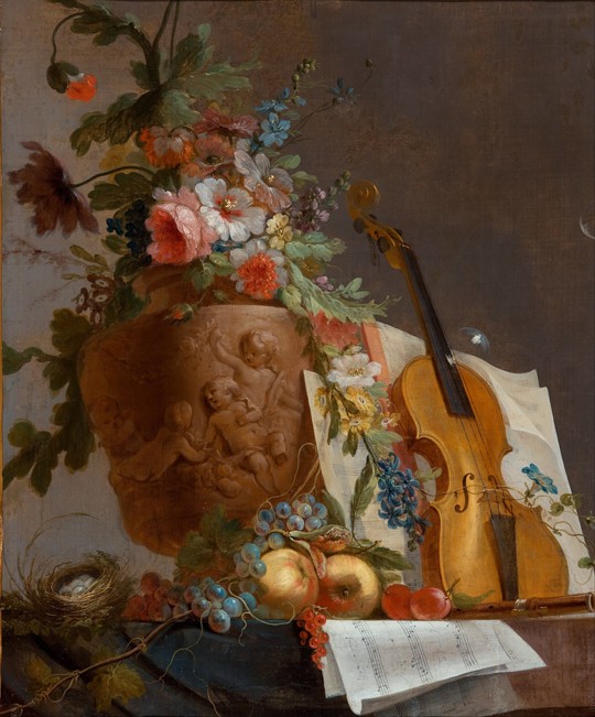 Still life with flowers and a violin from Jean Jacques Bachelier