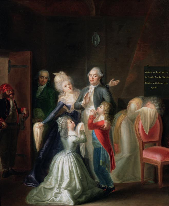 Farewell to Louis XVI his Family in the Temple, 20th January 1793 from Jean-Jacques Hauer